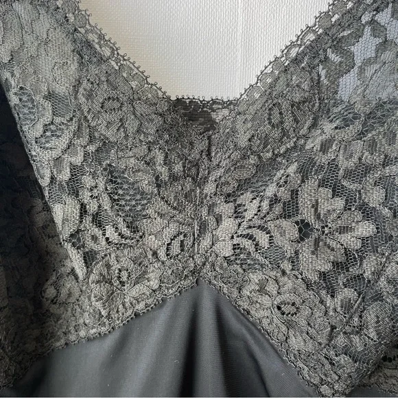 Vintage Henson Kickernick Full Dress Slip / Negligee Black + Gray Lace Size 32 - Picture 5 of 16